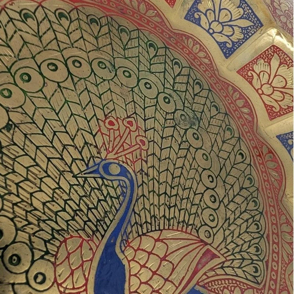 Vintage Brass Peacock Wall Plate 12